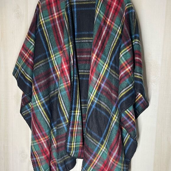 Woolrich blanket shawl wrap plaid red blue black green, one size - Picture 2 of 8